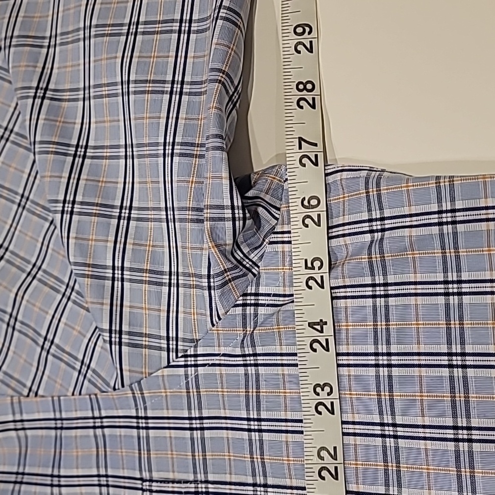 Kenneth Cole Reaction Plaid Button Down Shirt Blue 17-17.5 - Picture 9 of 10